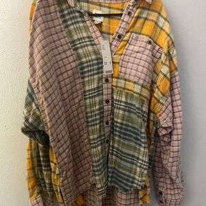 Colorful Plaid Button-Up Shirt